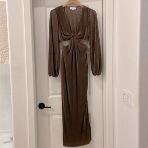 Diane Pleated Cutout Side Slit Maxi Dress